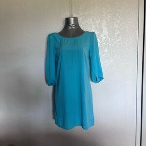 Source Unknown Blue Sheath Dress with Bateau Neckline